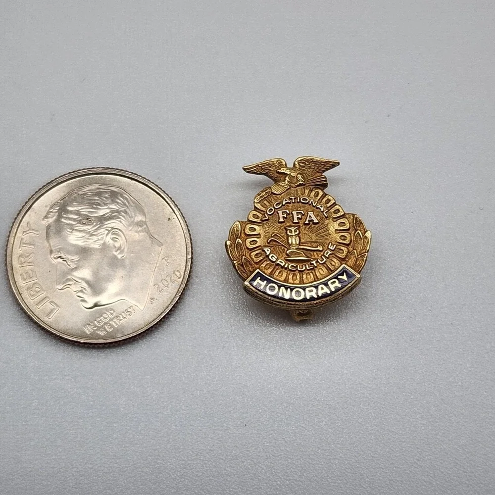 Vintage FFA Lapel Pin Honorary Eagle 10k Yellow Gold Filled Brooch Future Farmer